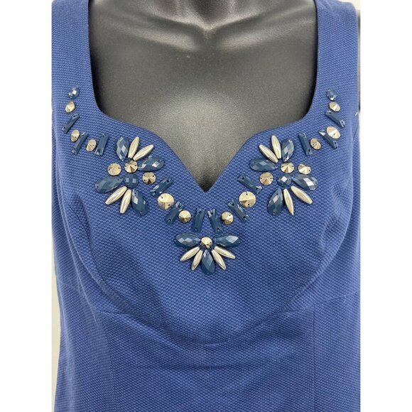 INC Blue Moon Embellished Neck Women Dress Size 4 Sheath Sleeveless Jewel New - Picture 4 of 8